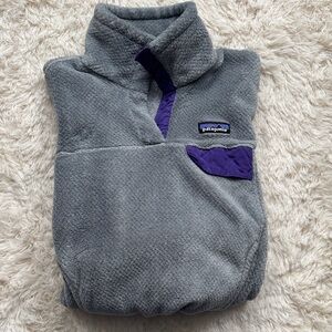 Patagonia Heather Gray and Violet Snap-T Fleece